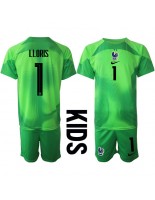 Francie Hugo Lloris #1 Brankářské Venkovní dres pro děti MS 2022 Krátký Rukáv (+ trenýrky)